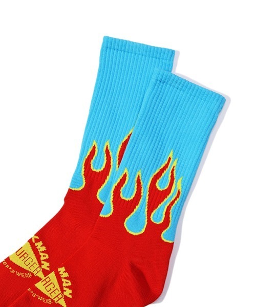 COOKMAN(クックマン)の「Cookman クックマン ソックス Crew Socks Flame ファイアーパターン ソックス(ソックス/靴下・メンズ・ブラック×グレー/ブラック×ホワイト/ブルー/ホワイト×ブラック/ブラック×レッド/ブラック×ブラック/ブラック×ブルー・FREE)」の22枚目の写真