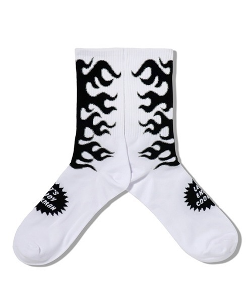 COOKMAN(クックマン)の「Cookman クックマン ソックス Crew Socks Flame ファイアーパターン ソックス(ソックス/靴下・メンズ・ブラック×グレー/ブラック×ホワイト/ブルー/ホワイト×ブラック/ブラック×レッド/ブラック×ブラック/ブラック×ブルー・FREE)」の8枚目の写真