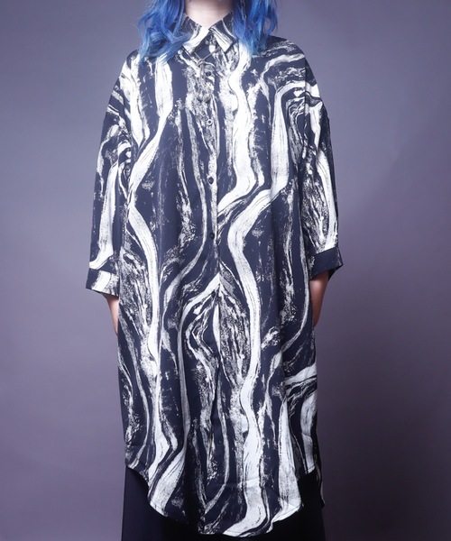 rovtski(ロフトスキー)の「マーブル模様ロングブラウス(シャツ/ブラウス・レディース・ブラック・FREE)」の5枚目の写真