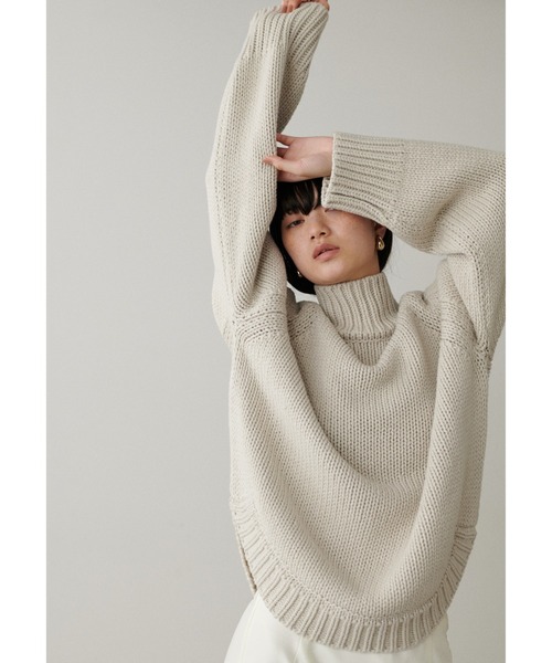 LARUTA(ラルータ)の「【LARUTA】ハンド風ラウンドヘムニットプルオーバー(ニット/セーター・レディース・サックスブルー/ブラック/アイボリー/キャメル・FREE)」の3枚目の写真