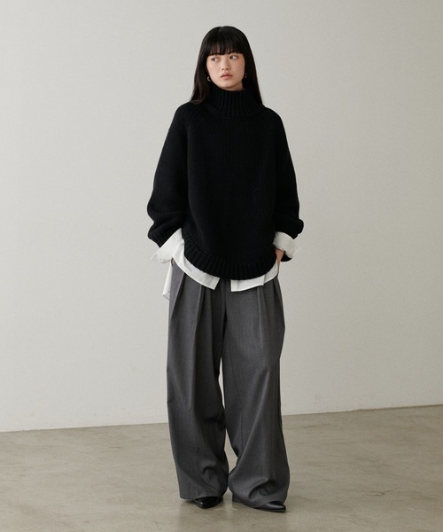 LARUTA(ラルータ)の「【LARUTA】ハンド風ラウンドヘムニットプルオーバー(ニット/セーター・レディース・サックスブルー/ブラック/アイボリー/キャメル・FREE)」の6枚目の写真