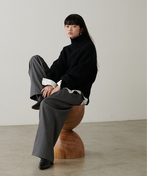 LARUTA(ラルータ)の「【LARUTA】ハンド風ラウンドヘムニットプルオーバー(ニット/セーター・レディース・サックスブルー/ブラック/アイボリー/キャメル・FREE)」の9枚目の写真