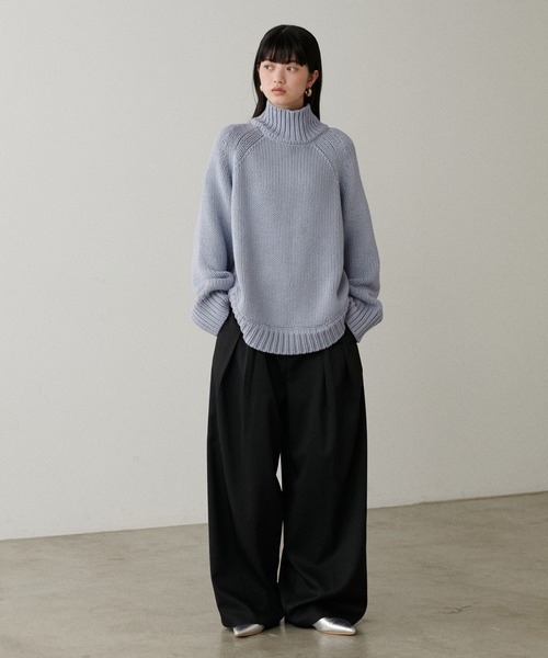 LARUTA(ラルータ)の「【LARUTA】ハンド風ラウンドヘムニットプルオーバー(ニット/セーター・レディース・サックスブルー/ブラック/アイボリー/キャメル・FREE)」の16枚目の写真