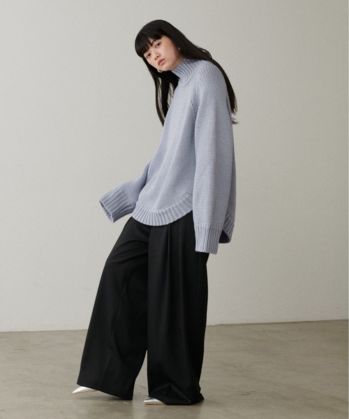 LARUTA(ラルータ)の「【LARUTA】ハンド風ラウンドヘムニットプルオーバー(ニット/セーター・レディース・サックスブルー/ブラック/アイボリー/キャメル・FREE)」の17枚目の写真