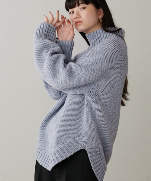 LARUTA(ラルータ)の「【LARUTA】ハンド風ラウンドヘムニットプルオーバー(ニット/セーター・レディース・サックスブルー/ブラック/アイボリー/キャメル・FREE)」の13枚目の写真