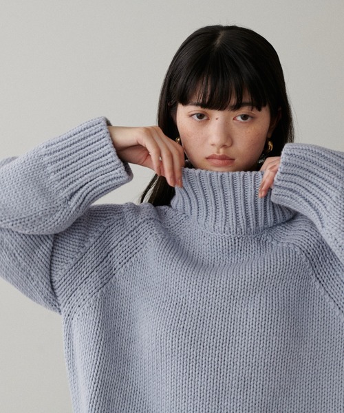LARUTA(ラルータ)の「【LARUTA】ハンド風ラウンドヘムニットプルオーバー(ニット/セーター・レディース・サックスブルー/ブラック/アイボリー/キャメル・FREE)」の15枚目の写真
