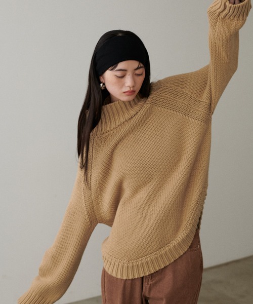 LARUTA(ラルータ)の「【LARUTA】ハンド風ラウンドヘムニットプルオーバー(ニット/セーター・レディース・サックスブルー/ブラック/アイボリー/キャメル・FREE)」の20枚目の写真