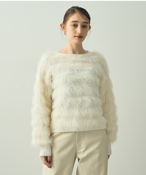 【セール】フェザーボーダーニット（ニット/セーター）｜YECCA VECCA（イェッカヴェッカ）