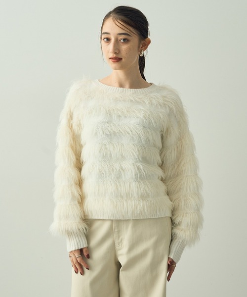 【セール】フェザーボーダーニット（ニット/セーター）｜YECCA VECCA（イェッカヴェッカ）