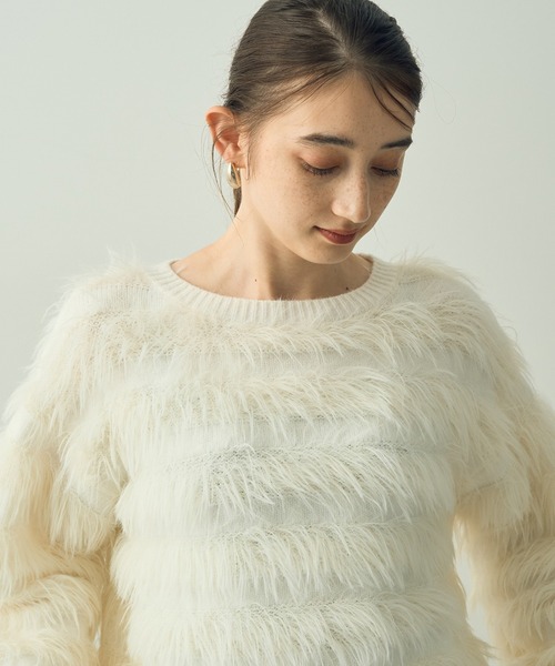 【セール】フェザーボーダーニット（ニット/セーター）｜YECCA VECCA（イェッカヴェッカ）