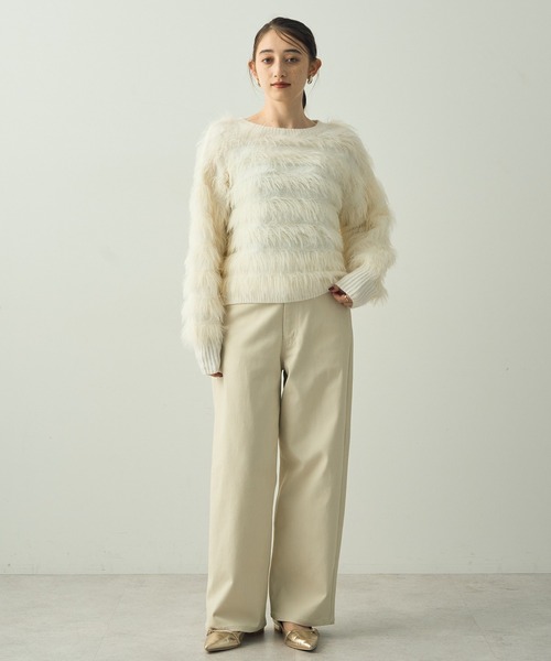 【セール】フェザーボーダーニット（ニット/セーター）｜YECCA VECCA（イェッカヴェッカ）