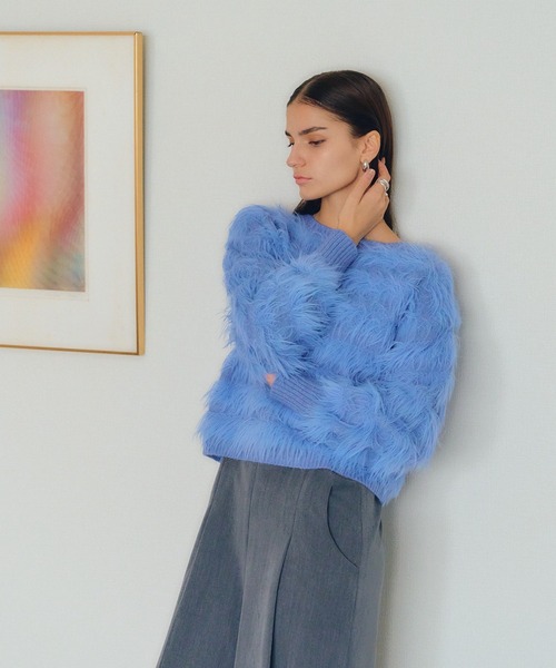 【セール】フェザーボーダーニット（ニット/セーター）｜YECCA VECCA（イェッカヴェッカ）