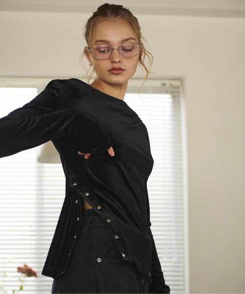 side slit velours tops/ サイドスリットベロアトップス（T