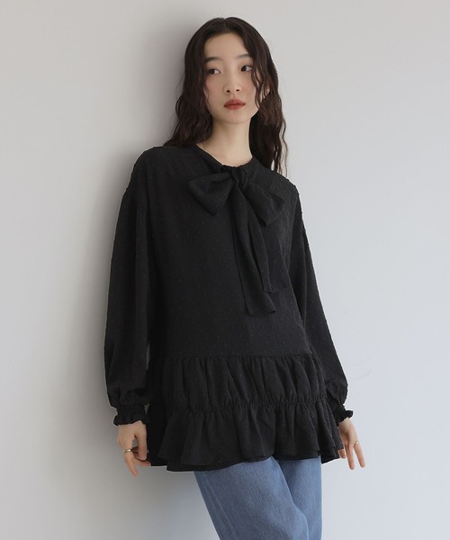 somari imagination(ソマリ イマジネーション)の「前後2wayボウタイチュニックブラウス(シャツ/ブラウス・レディース・ブラック/オフホワイト・2/1)」の17枚目の写真