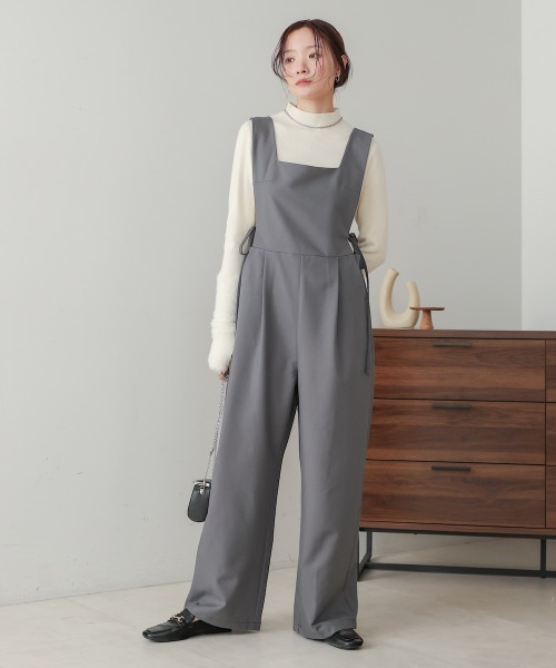 Bab（バブ）の「【S・Mサイズ展開】サイドリボンオールインワン（つなぎ/オールインワン・レディース・ブラック/グレー・S/M）」の3枚目の写真