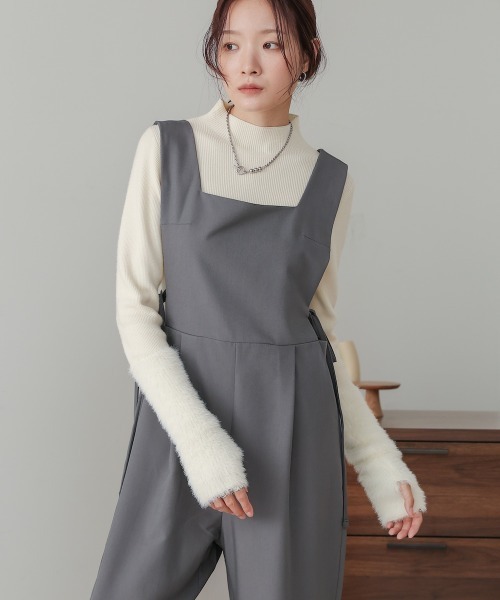 Bab（バブ）の「【S・Mサイズ展開】サイドリボンオールインワン（つなぎ/オールインワン・レディース・ブラック/グレー・S/M）」の6枚目の写真