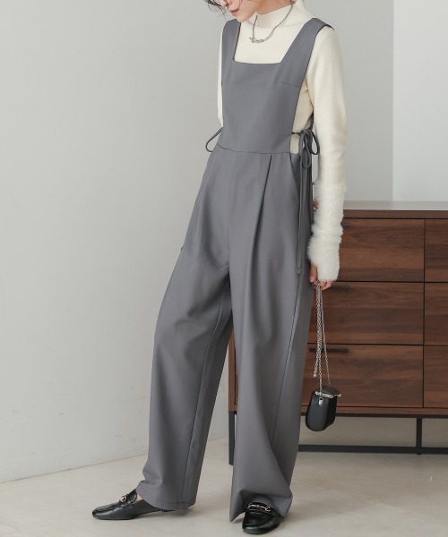 Bab（バブ）の「【S・Mサイズ展開】サイドリボンオールインワン（つなぎ/オールインワン・レディース・ブラック/グレー・S/M）」の7枚目の写真