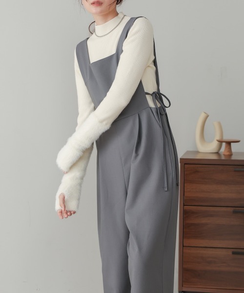 Bab（バブ）の「【S・Mサイズ展開】サイドリボンオールインワン（つなぎ/オールインワン・レディース・ブラック/グレー・S/M）」の8枚目の写真