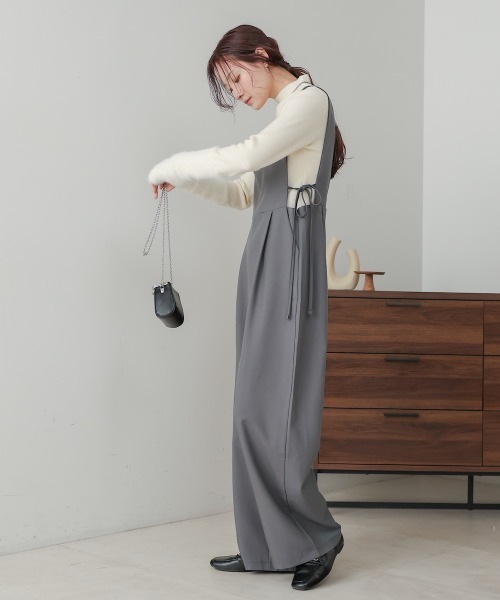 Bab（バブ）の「【S・Mサイズ展開】サイドリボンオールインワン（つなぎ/オールインワン・レディース・ブラック/グレー・S/M）」の11枚目の写真