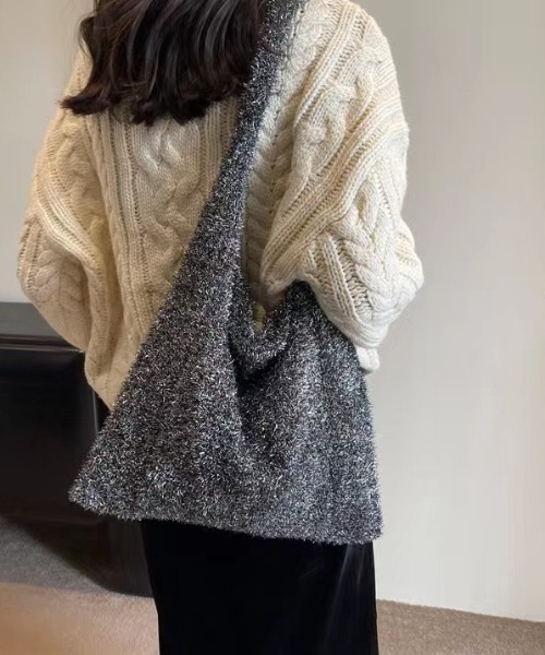 mebole(メボレ)の「ラメシャギートートバッグ(トートバッグ・レディース・シルバー/グレー/ピンク/マルチ/ブラック・FREE)」の3枚目の写真
