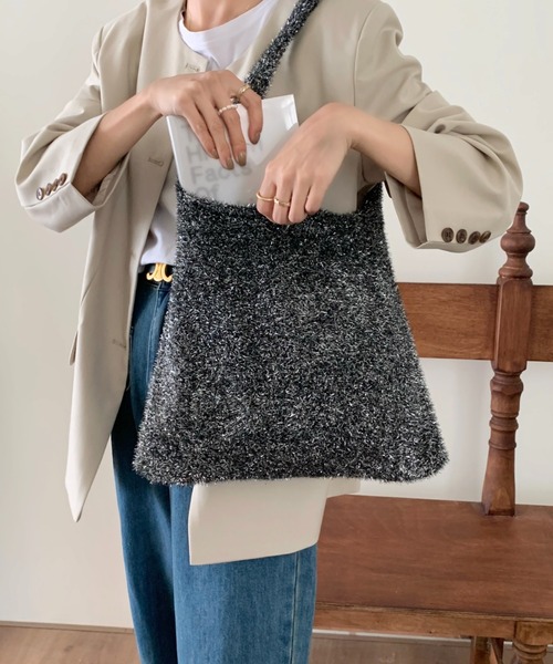 mebole(メボレ)の「ラメシャギートートバッグ(トートバッグ・レディース・シルバー/グレー/ピンク/マルチ/ブラック・FREE)」の16枚目の写真