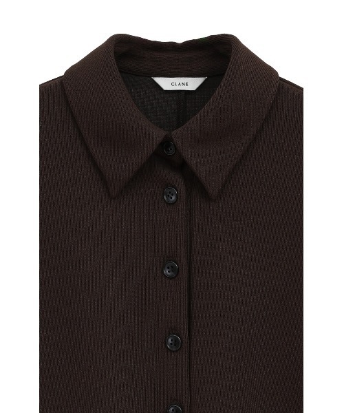 CLANE（クラネ）の「CLANE POWER SHOULDER POLO TOPS 17105-1292（ポロシャツ・レディース・オフホワイト/ブラウン/ブラック・1）」の7枚目の写真