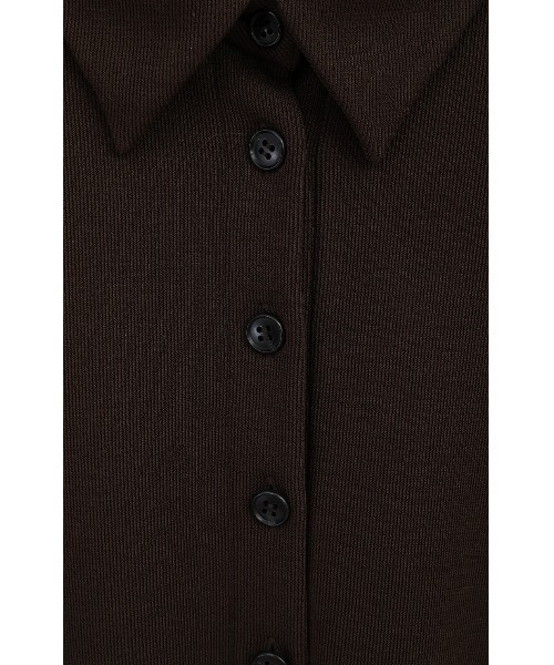 CLANE（クラネ）の「CLANE POWER SHOULDER POLO TOPS 17105-1292（ポロシャツ・レディース・オフホワイト/ブラウン/ブラック・1）」の10枚目の写真