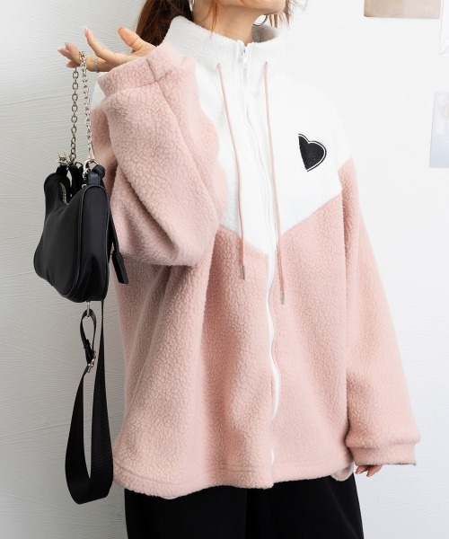 Miniministore（ミニミニストア）の「スタンドカラーボアジャケット バイカラー（ブルゾン・レディース・ブルー/ピンク・FREE）」の14枚目の写真