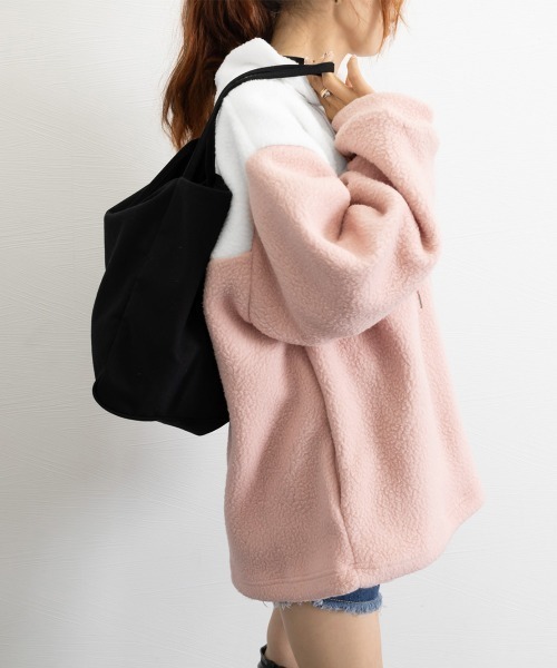 Miniministore（ミニミニストア）の「スタンドカラーボアジャケット バイカラー（ブルゾン・レディース・ブルー/ピンク・FREE）」の20枚目の写真