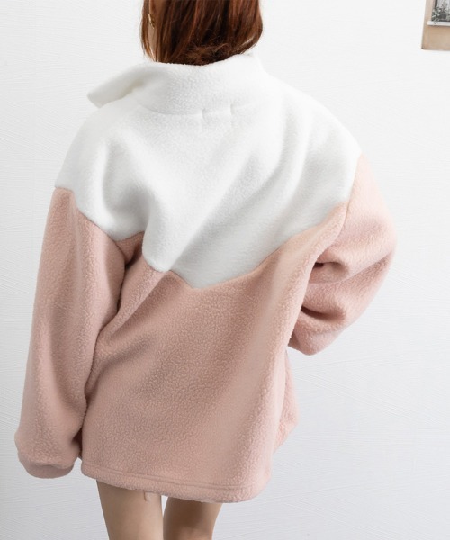 Miniministore（ミニミニストア）の「スタンドカラーボアジャケット バイカラー（ブルゾン・レディース・ブルー/ピンク・FREE）」の21枚目の写真