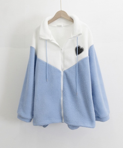 Miniministore（ミニミニストア）の「スタンドカラーボアジャケット バイカラー（ブルゾン・レディース・ブルー/ピンク・FREE）」の22枚目の写真