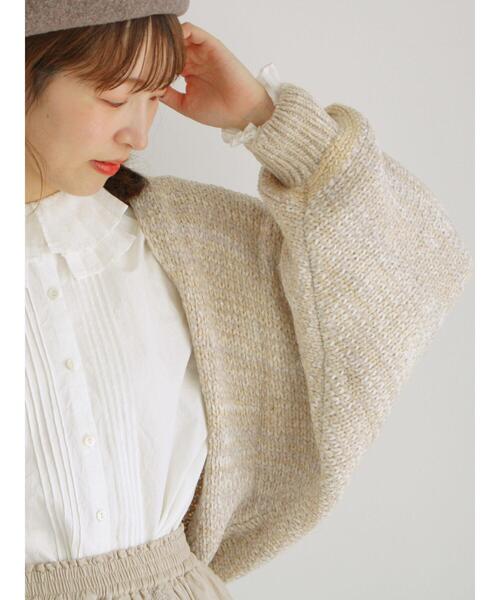 TSUHARU by Samansa Mos2（ツハルバイサマンサモスモス）の「ウール混モールニットボレロ（カーディガン/ボレロ・レディース・ベージュ/ブラック/キナリ・F）」の7枚目の写真
