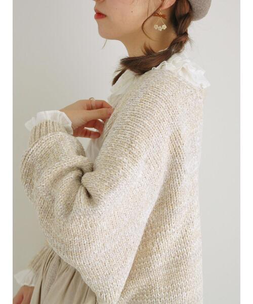 TSUHARU by Samansa Mos2（ツハルバイサマンサモスモス）の「ウール混モールニットボレロ（カーディガン/ボレロ・レディース・ベージュ/ブラック/キナリ・F）」の8枚目の写真