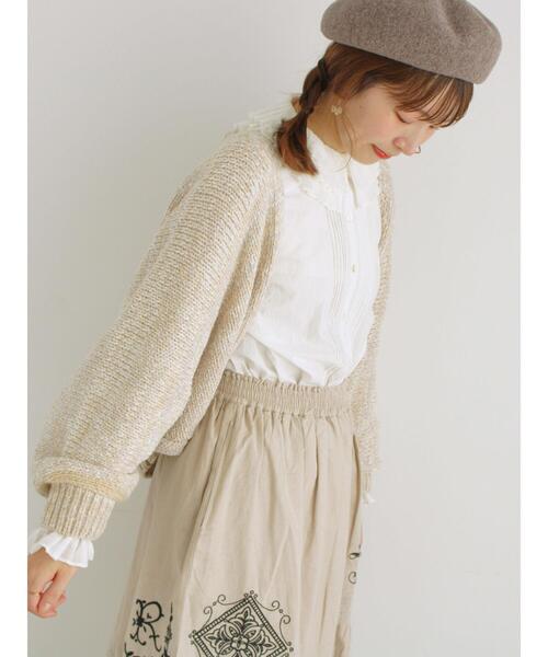 TSUHARU by Samansa Mos2（ツハルバイサマンサモスモス）の「ウール混モールニットボレロ（カーディガン/ボレロ・レディース・ベージュ/ブラック/キナリ・F）」の9枚目の写真