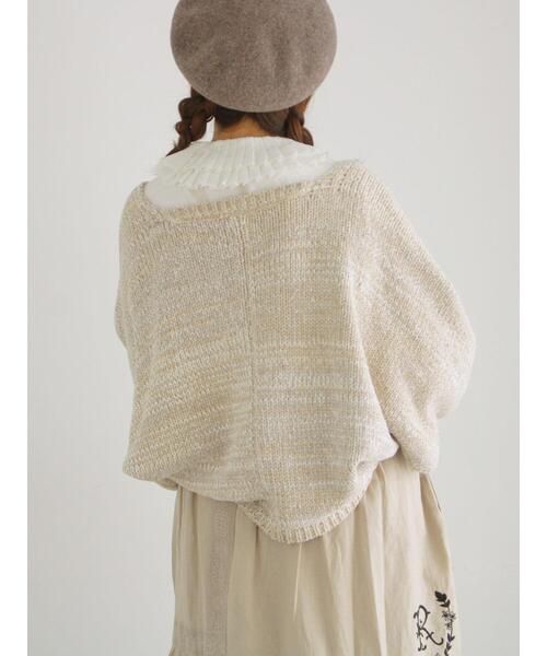 TSUHARU by Samansa Mos2（ツハルバイサマンサモスモス）の「ウール混モールニットボレロ（カーディガン/ボレロ・レディース・ベージュ/ブラック/キナリ・F）」の12枚目の写真