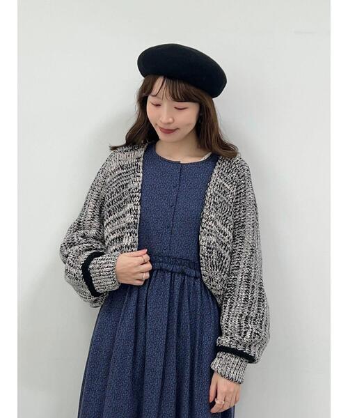 TSUHARU by Samansa Mos2（ツハルバイサマンサモスモス）の「ウール混モールニットボレロ（カーディガン/ボレロ・レディース・ベージュ/ブラック/キナリ・F）」の21枚目の写真
