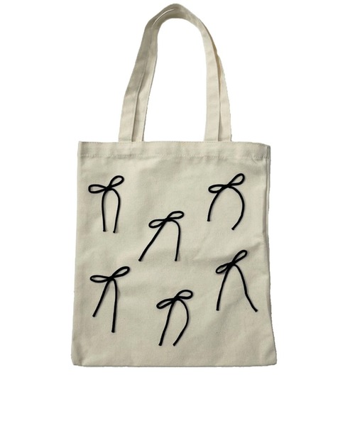 hugi(ハギ)の「RIBBON TOTE/リボントートバッグ(トートバッグ・レディース・ホワイト/ブラック・FREE)」の12枚目の写真