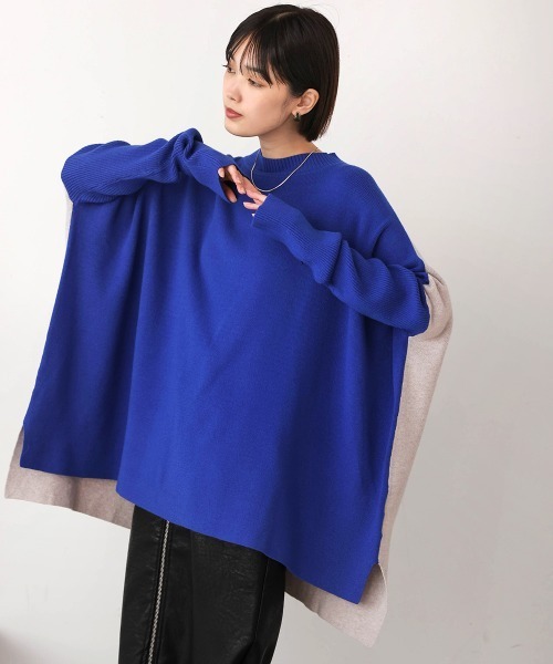 Bou Jeloud(ブージュルード)の「ドルマンスリーブバイカラーニット(ニット/セーター・レディース・イエロー/グリーン/ブルー・FREE)」の3枚目の写真