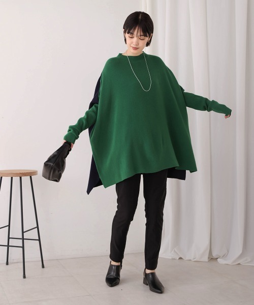 Bou Jeloud(ブージュルード)の「ドルマンスリーブバイカラーニット(ニット/セーター・レディース・イエロー/グリーン/ブルー・FREE)」の6枚目の写真