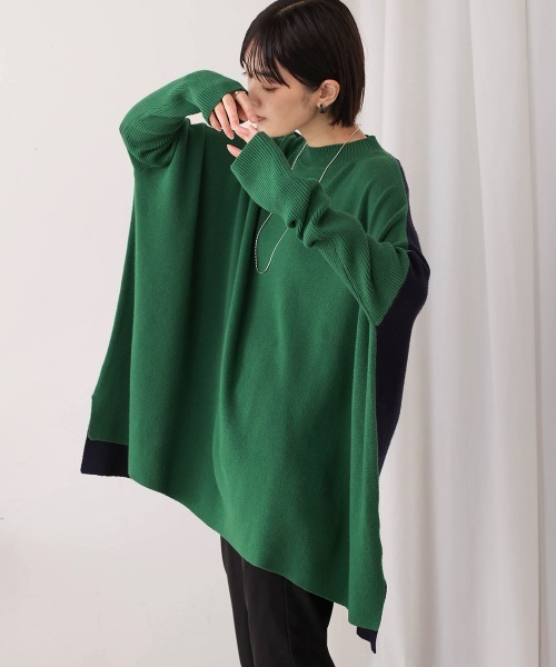 Bou Jeloud(ブージュルード)の「ドルマンスリーブバイカラーニット(ニット/セーター・レディース・イエロー/グリーン/ブルー・FREE)」の7枚目の写真