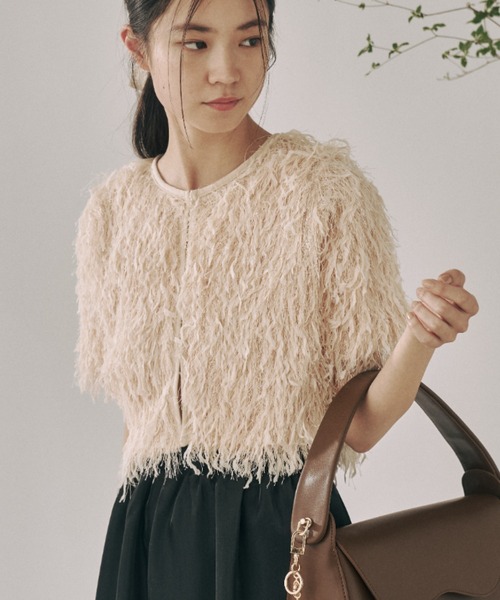 moi tytto（モイテュット）の「もしゃもしゃフリンジカーディガン（カーディガン/ボレロ・レディース・ナチュラル/ブルー/ベージュ/イエロー・FREE）」の4枚目の写真