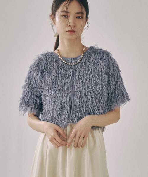 moi tytto（モイテュット）の「もしゃもしゃフリンジカーディガン（カーディガン/ボレロ・レディース・ナチュラル/ブルー/ベージュ/イエロー・FREE）」の10枚目の写真