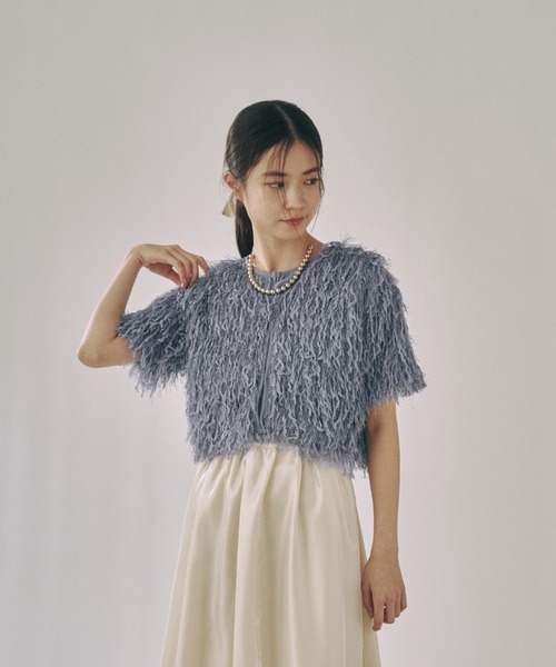 moi tytto（モイテュット）の「もしゃもしゃフリンジカーディガン（カーディガン/ボレロ・レディース・ナチュラル/ブルー/ベージュ/イエロー・FREE）」の11枚目の写真
