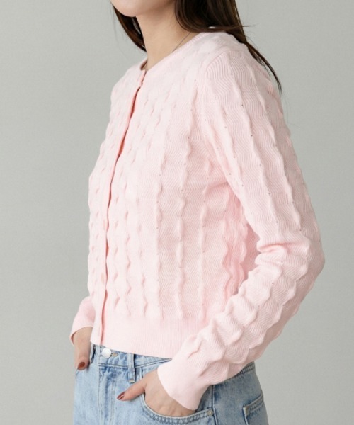 Per sist ence（パーシエンス）の「トゲトゲニットカーディガン（カーディガン/ボレロ・レディース・アイボリー/ブラック/グレー/ピンク・FREE）」の4枚目の写真