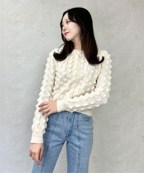 Per sist ence（パーシエンス）の「トゲトゲニットカーディガン（カーディガン/ボレロ・レディース・アイボリー/ブラック/グレー/ピンク・FREE）」の8枚目の写真