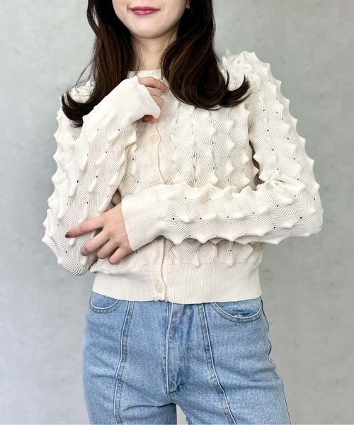 Per sist ence（パーシエンス）の「トゲトゲニットカーディガン（カーディガン/ボレロ・レディース・アイボリー/ブラック/グレー/ピンク・FREE）」の9枚目の写真