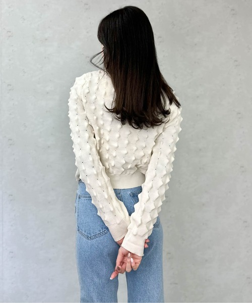 Per sist ence（パーシエンス）の「トゲトゲニットカーディガン（カーディガン/ボレロ・レディース・アイボリー/ブラック/グレー/ピンク・FREE）」の10枚目の写真