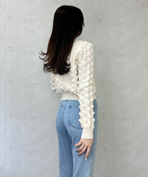 Per sist ence（パーシエンス）の「トゲトゲニットカーディガン（カーディガン/ボレロ・レディース・アイボリー/ブラック/グレー/ピンク・FREE）」の11枚目の写真