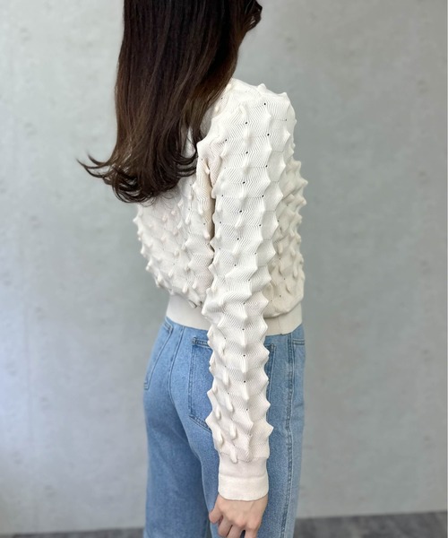 Per sist ence（パーシエンス）の「トゲトゲニットカーディガン（カーディガン/ボレロ・レディース・アイボリー/ブラック/グレー/ピンク・FREE）」の12枚目の写真