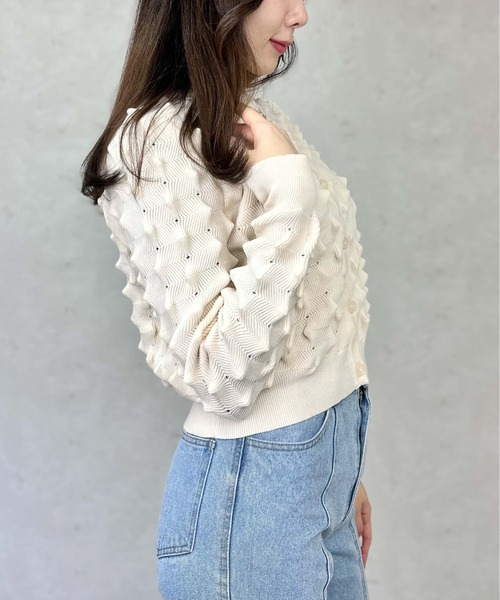 Per sist ence（パーシエンス）の「トゲトゲニットカーディガン（カーディガン/ボレロ・レディース・アイボリー/ブラック/グレー/ピンク・FREE）」の13枚目の写真